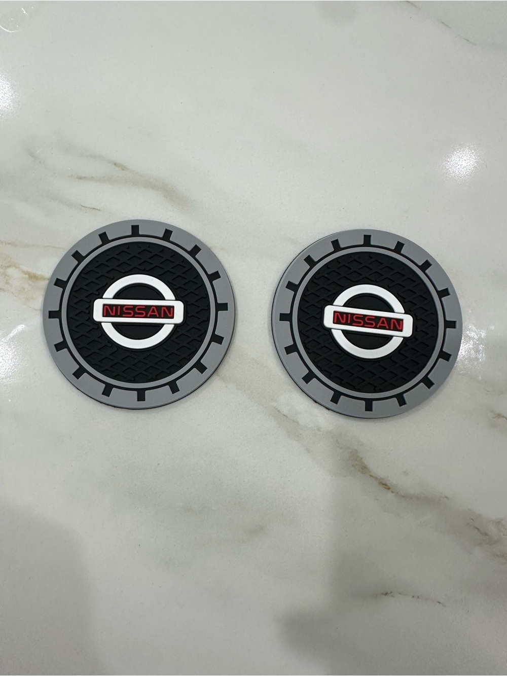 Nissan Black & Gray Round Silicone Coasters (Set of 2)